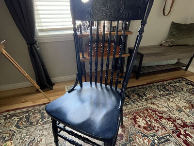 Navy Blue Wooden High Back Chair