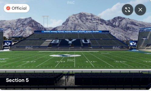 Arizona @ BYU Football Tickets - Section 5, Row 30, Seats 3 & 4