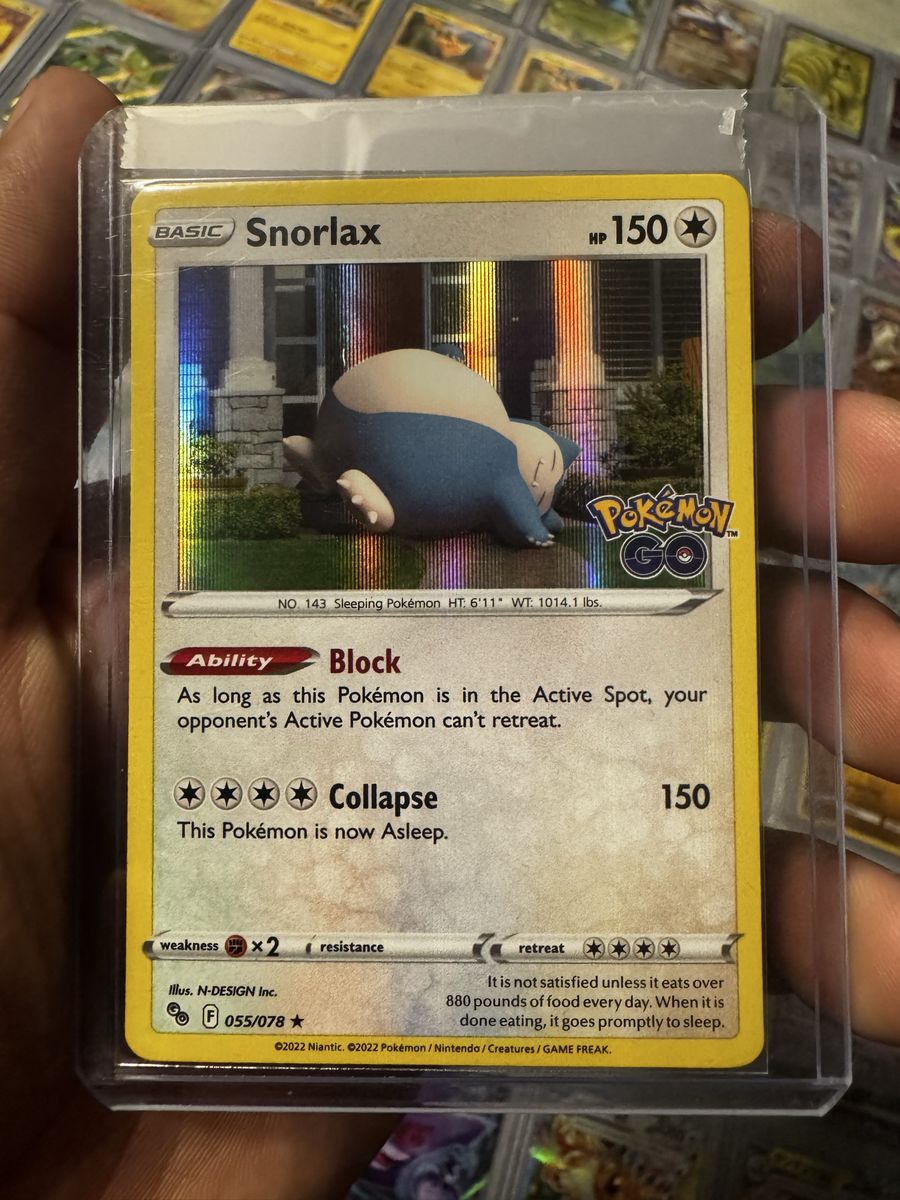 Pokemon GO Snorlax Holo Rare 055/078 Card Protected in Toploader