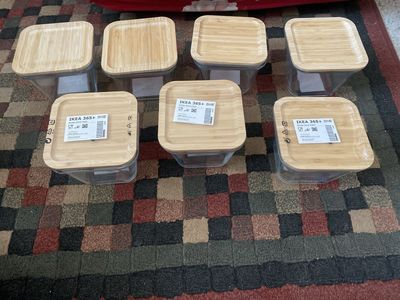 IKEA 365+ Food Storage Containers with Bamboo Lids - Set of 7, Clear Glass 41oz