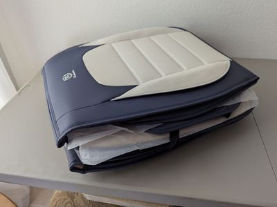 white and blue pu leather front car seat covers (universal)