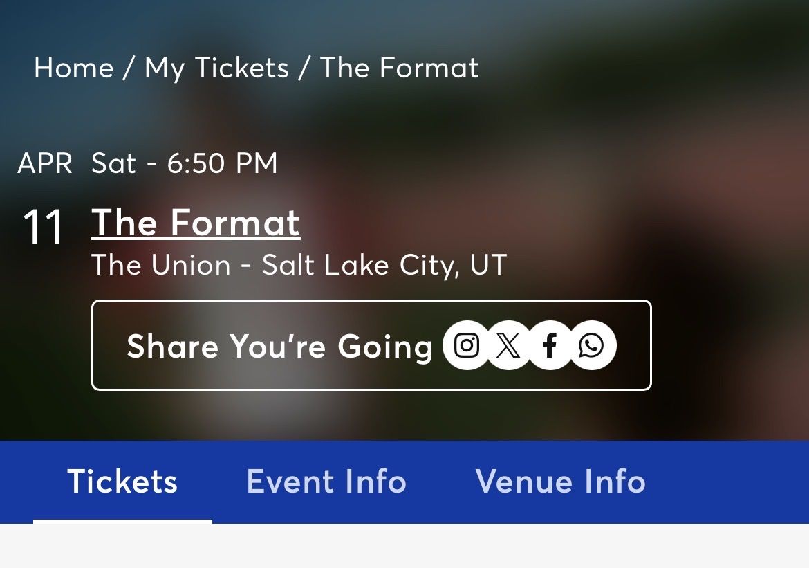 One Ticket - The Format - Tonight!