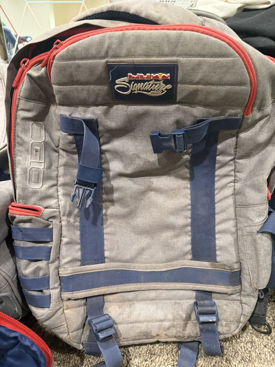 Red Bull signature series travel moto bike gear bag with matching backpack