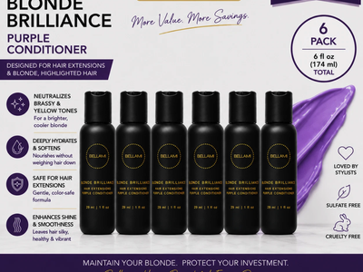 Bellami Blonde Brilliance Purple Conditioner 6-Pack Travel Size 1oz Extensions