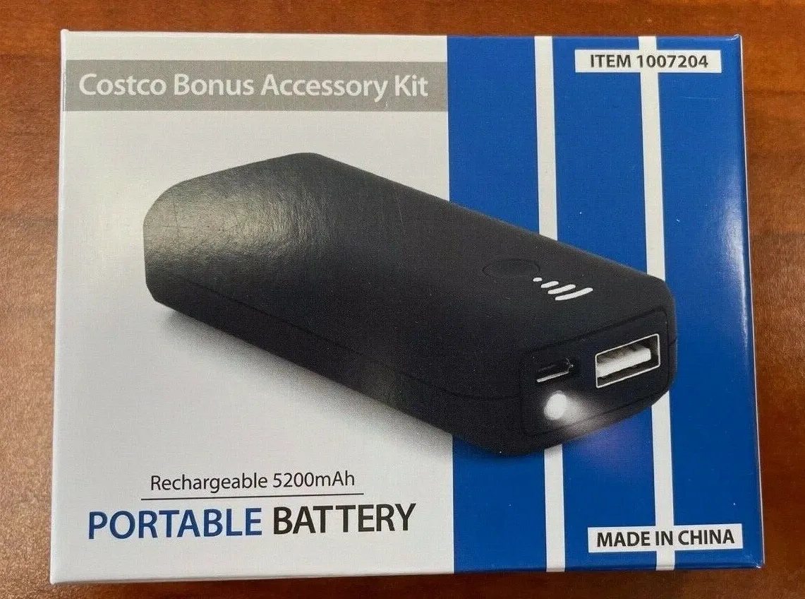 5200mAh Rechargeable Portable Battery with Flashlight & Charging Cable