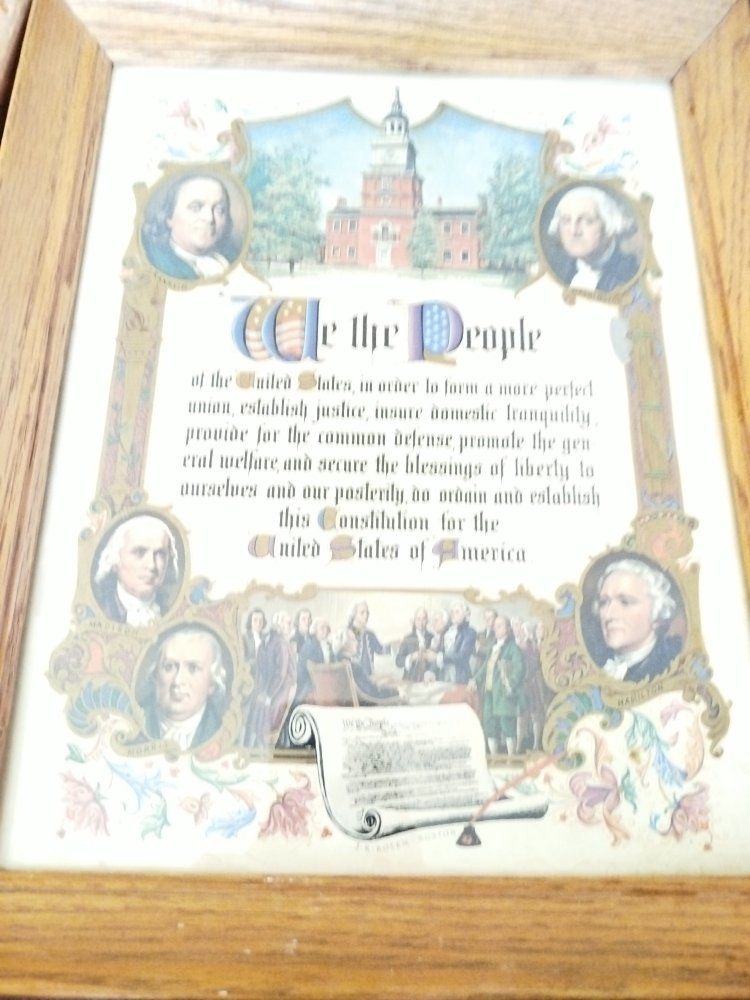 Framed Declaration of Independence & Constitution Prints - Historical Wall Art