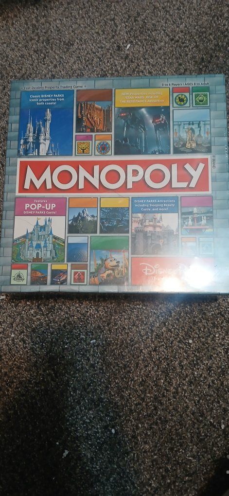 Monopoly Disney Parks Edition Board Game with Pop-Up Castle