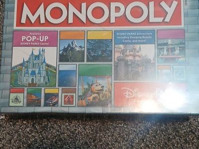 Monopoly Disney Parks Edition Board Game with Pop-Up Castle