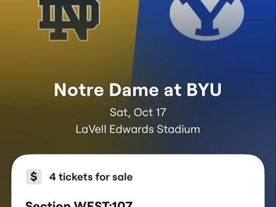 Notre Dame at BYU Football Tickets - 4 Tickets (Section WEST:107, Row 19)