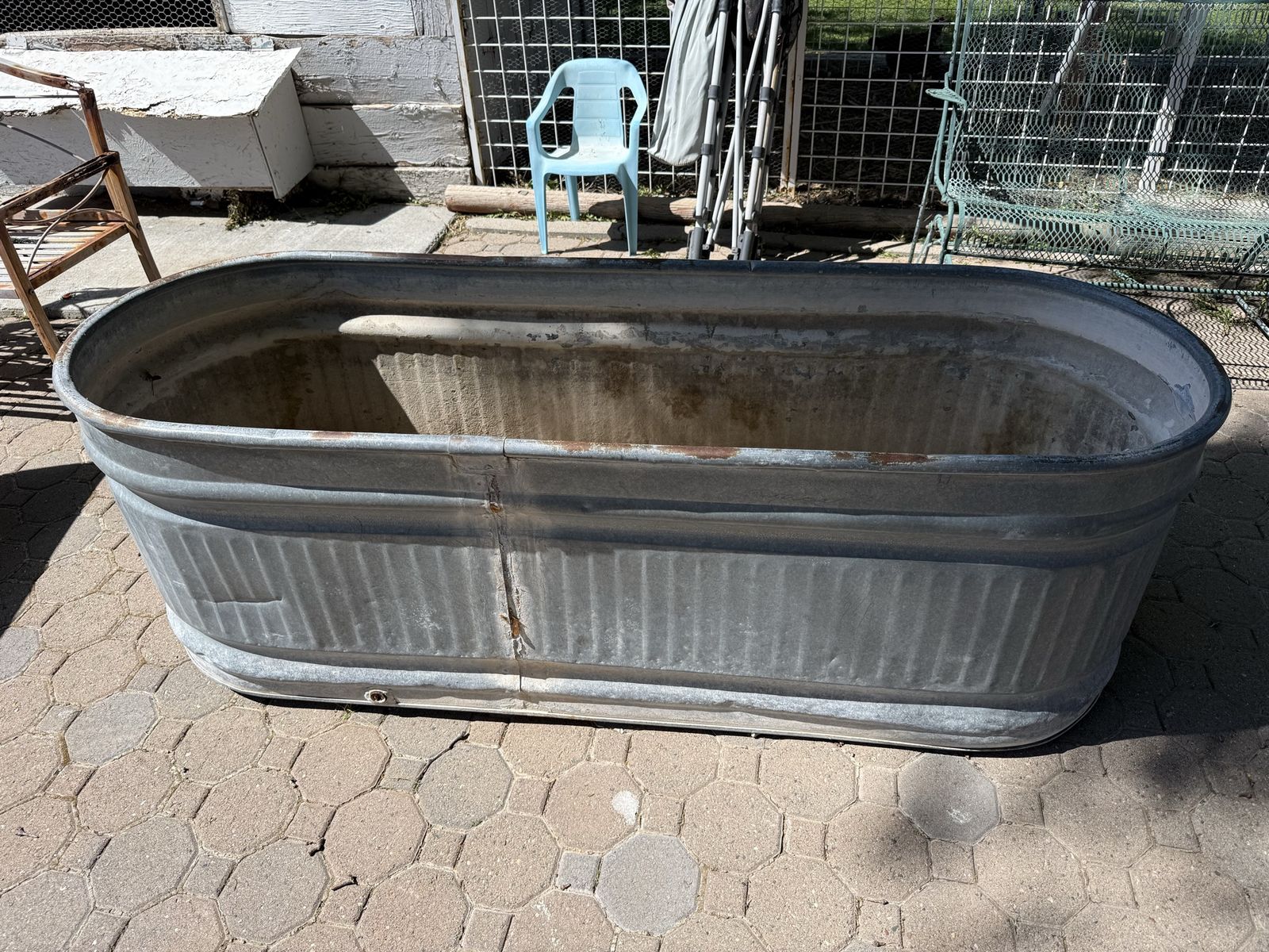 Large Galvanized Metal Stock Tank Planter/Water Trough - Farmhouse Decor