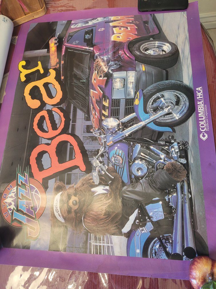 Utah Jazz Bear on Motorcycle