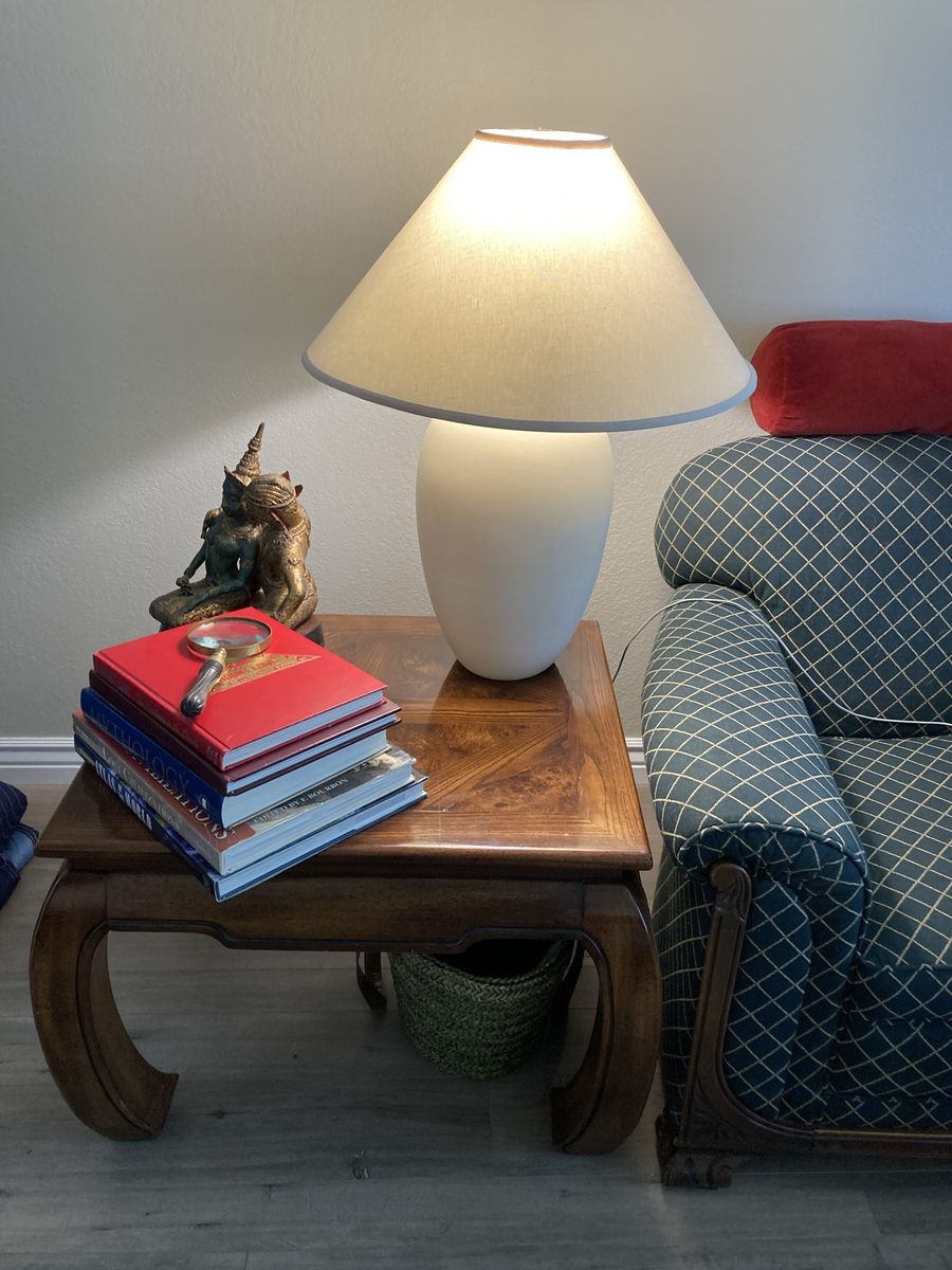 All wood construction end table walnut finish