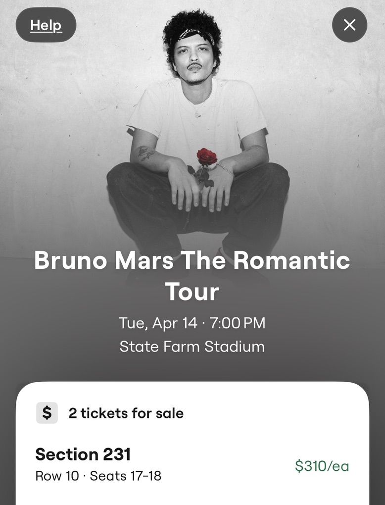 Bruno Mars ARIZONA April 14th