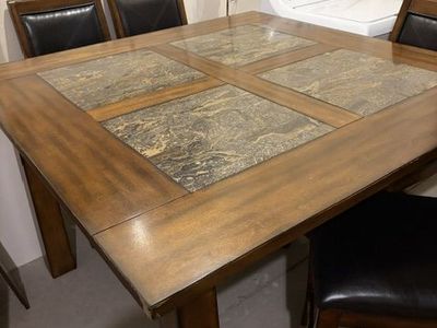 Large Pub Table with 4 Barstools, nice for work table etc.