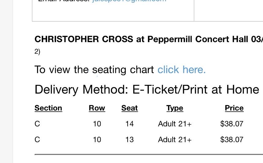 Christopher Cross Tickets. 2 Available