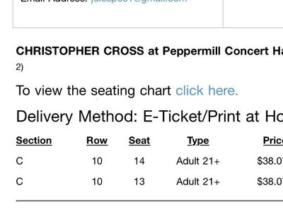 Christopher Cross Tickets. 2 Available