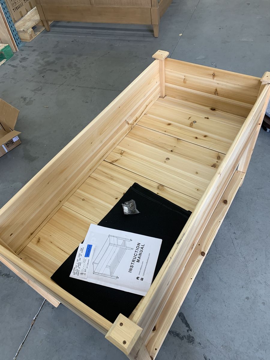 VEIKOUS 48 in. x 24 in. x 33 in. Cedar Wood Raised Garden Bed with Lockable Wheels, Liner