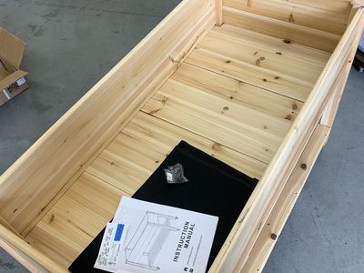 VEIKOUS 48 in. x 24 in. x 33 in. Cedar Wood Raised Garden Bed with Lockable Wheels, Liner
