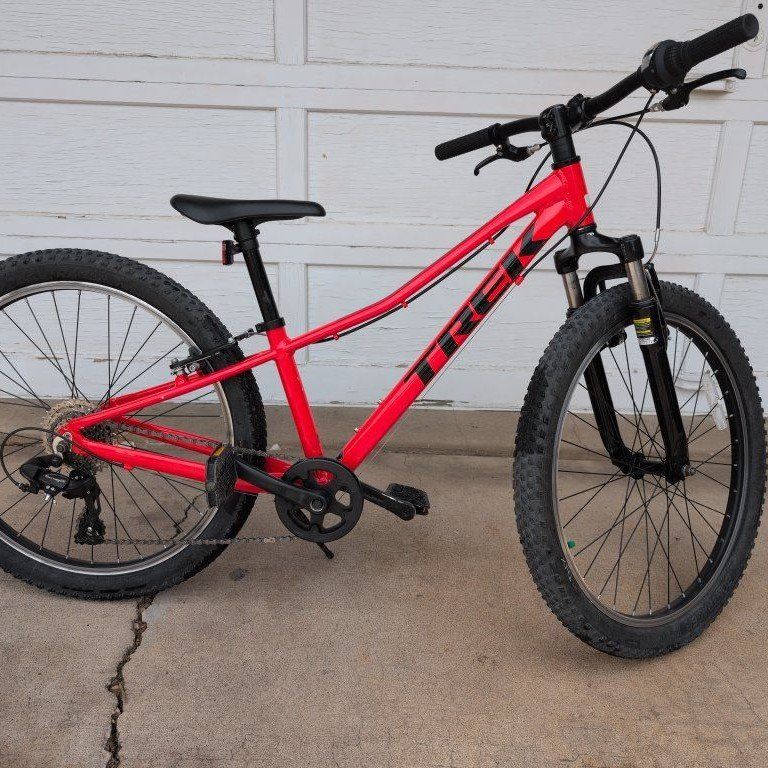 Trek Precaliber 24 Inch Kids Mountain Bike - Red, 8-Speed, Front Suspension