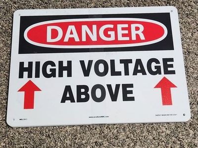 10-Pk High Voltage Above OSHA Danger Sign Plastic 14" x 10"