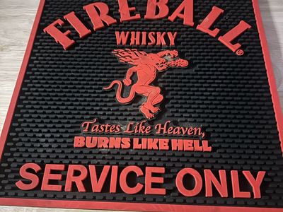 Fireball Whisky Tastes Like Heaven Bar Mat, Black/Red, Service Only Spill Mat