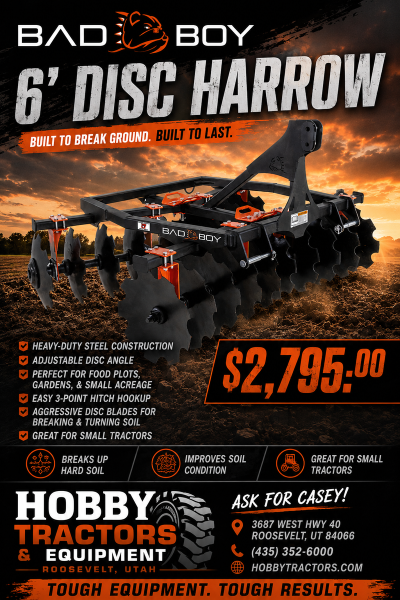 Bad Boy 6' Disc Harrow – Heavy Duty 