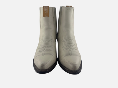Potro Salvaje Womens Western Ankle Boots 7.5-8 Ivory Leather Made in Mexico