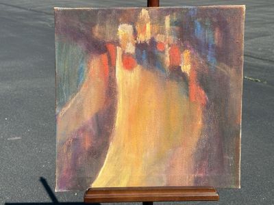 Beautiful Mid Century Modern abstract oil painting on canvas MCM