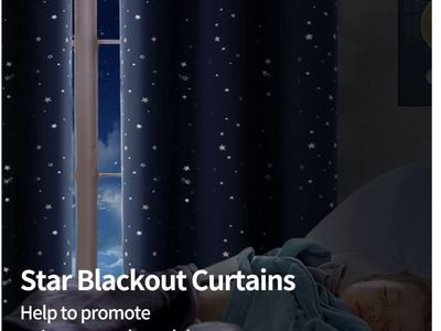Star Blackout Curtains Dark Blue Grommet Top Window Panels