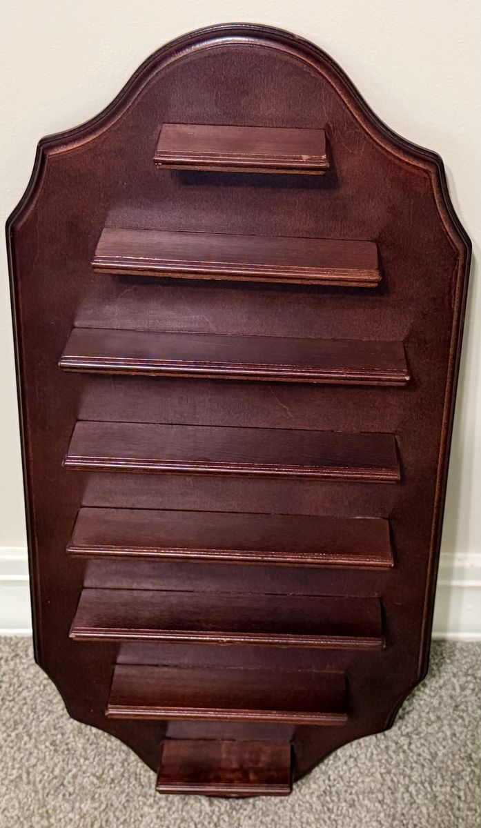 Vintage Wooden Wall Display Shelf for Thimble Collections or Miniature Trinkets