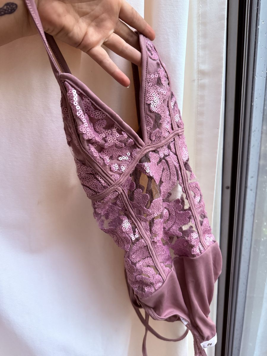 Gorgeous purple sequin lace bodysuit