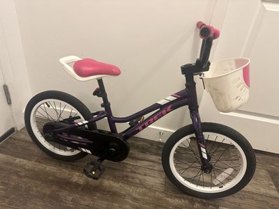 Trek Mystical 16" Kids' Bike - Purple/Pink with Basket & Training Wheels