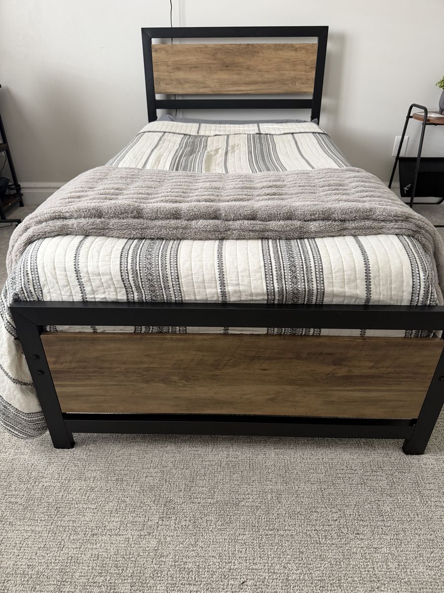 Twin bed frame, headboard, footboard