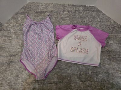 Girls 2-Piece Swimsuit Set Size 10-12 Mermaid Scale Design