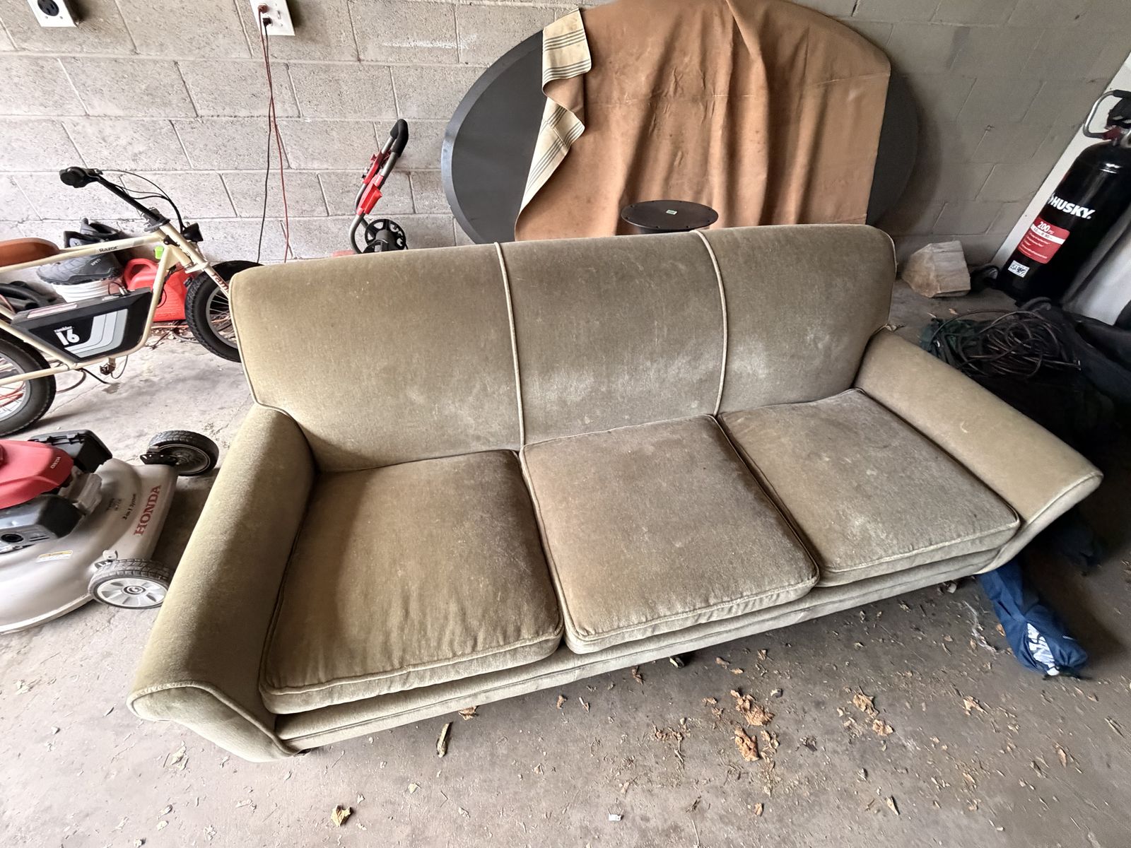 Sage Green Suede Couch