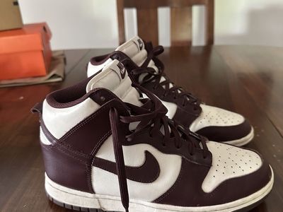 Nike Dunk High Retro Burgundy Crush Wine Bordeaux Red, women size 8.5