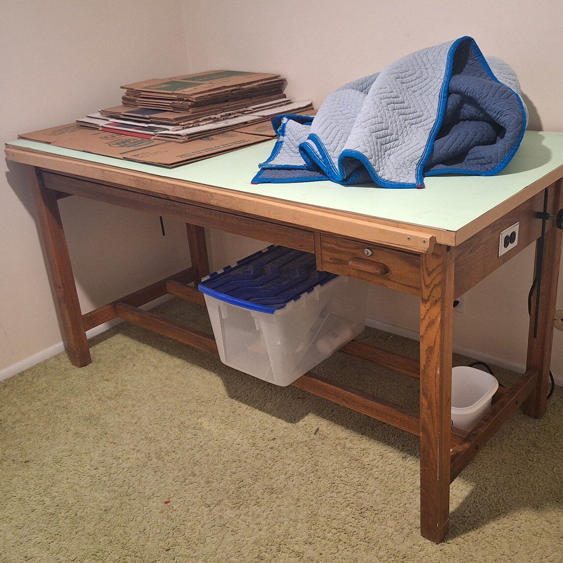 Antique wood drafting desk