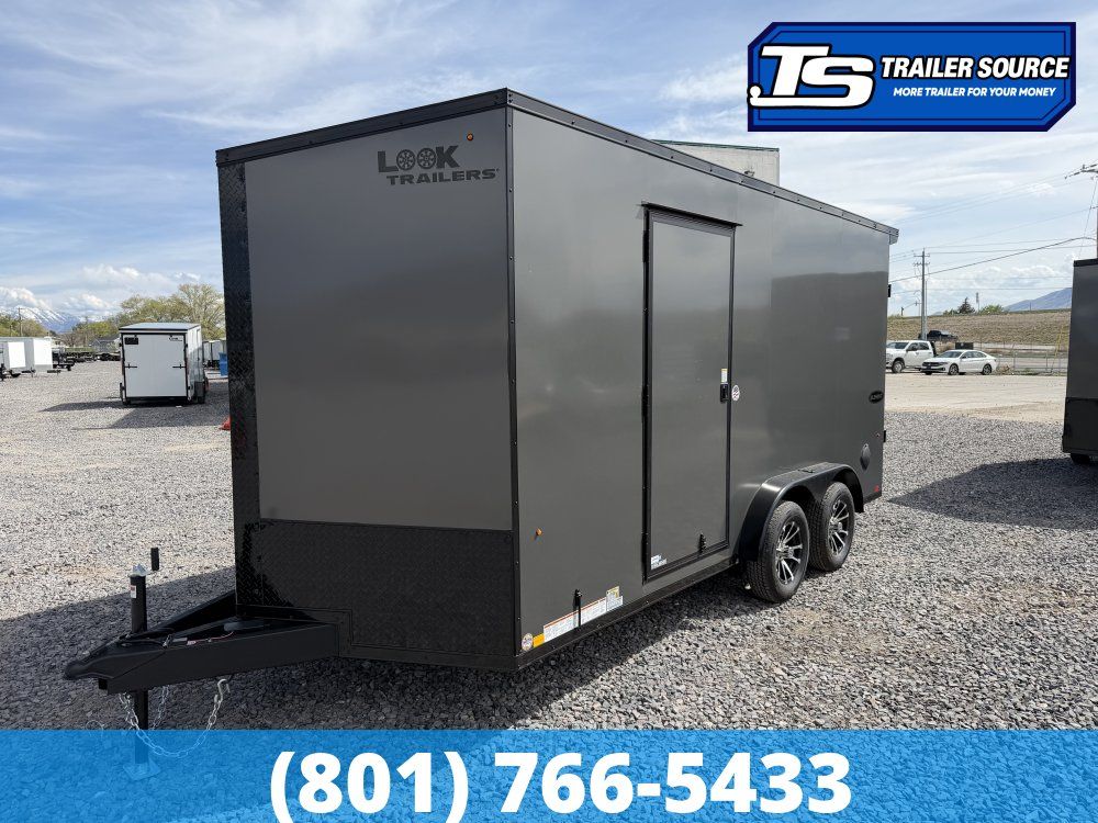 7.5x16 Look Element SE Enclosed Cargo Trailer - 7'0" Interior - 7K GVWR - .080 PolyCor, Alloy Wheels, Black Out Package, Rear