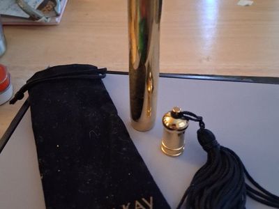 Mary Kay Gold Tone Refillable Perfume Atomizer Spray Bottle with Black Tassel & Pouch