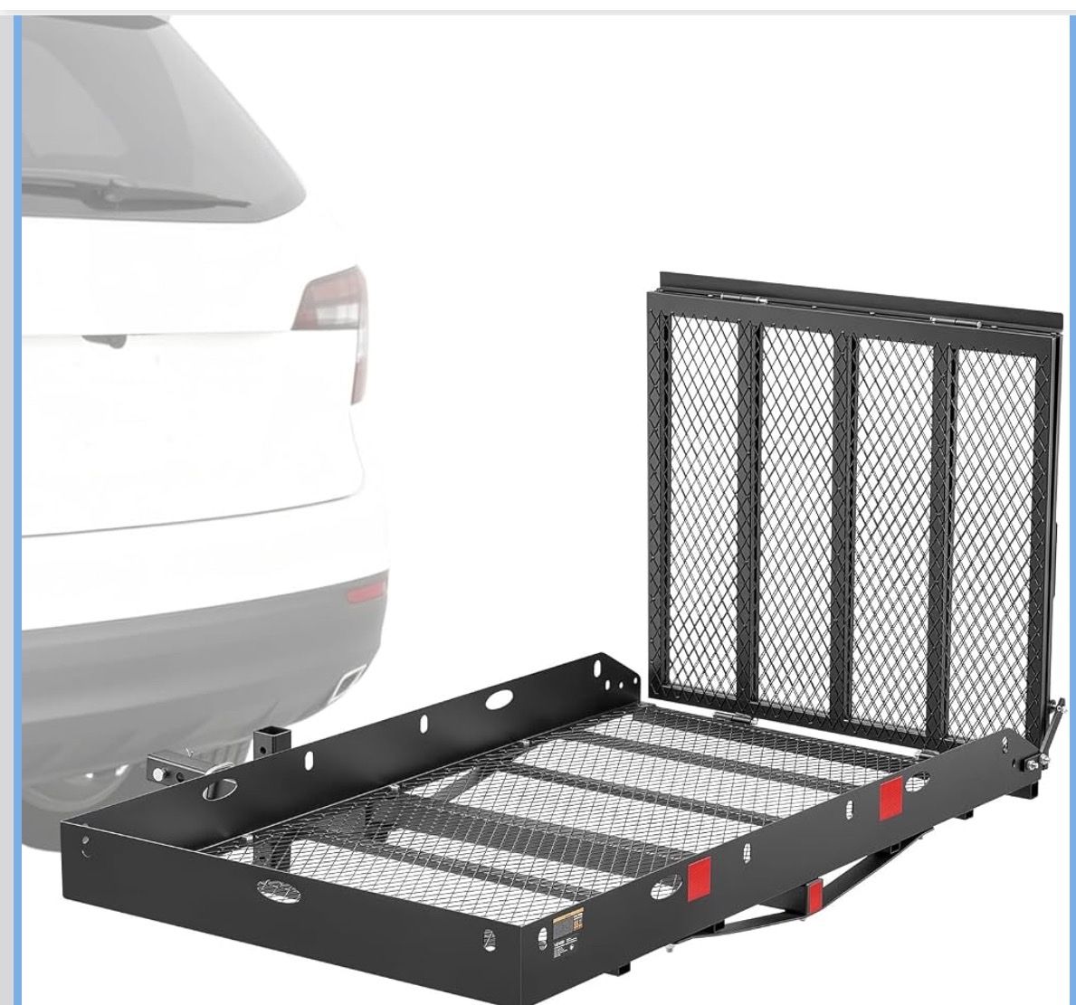 Hitch Mounted Wheelchair Mobility Scooter Cargo Carrier Basket with Folding Rampobilit