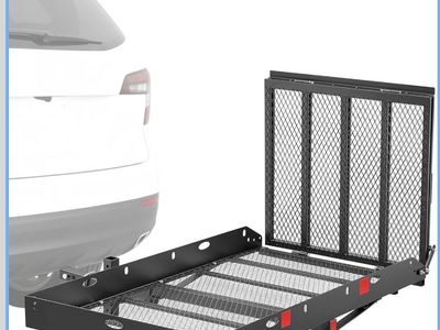 Hitch Mounted Wheelchair Mobility Scooter Cargo Carrier Basket with Folding Rampobilit