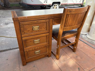 Vintage Oak Mission Style Desk & Chair