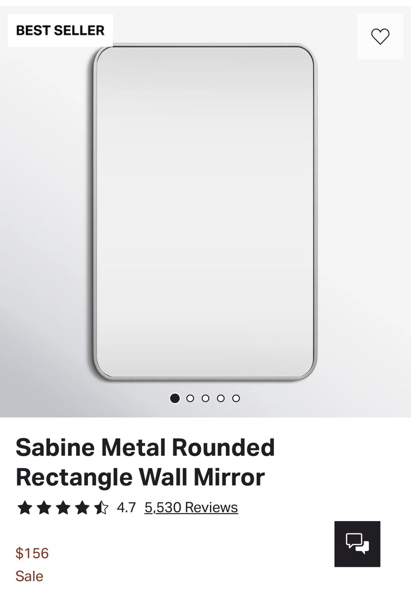 Silver Metal Frame Mirror 36 X 24