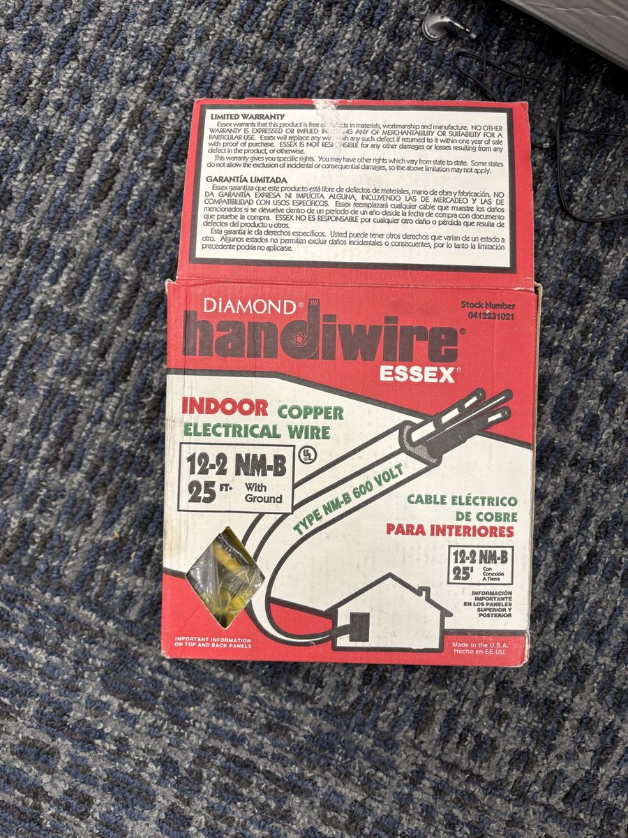 Indoor Copper Electrical Wire 12-2 NB with ground