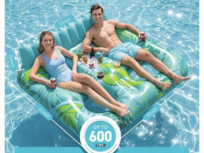 Inflatable Pool Lounger Float with Cup Holder & Backrest