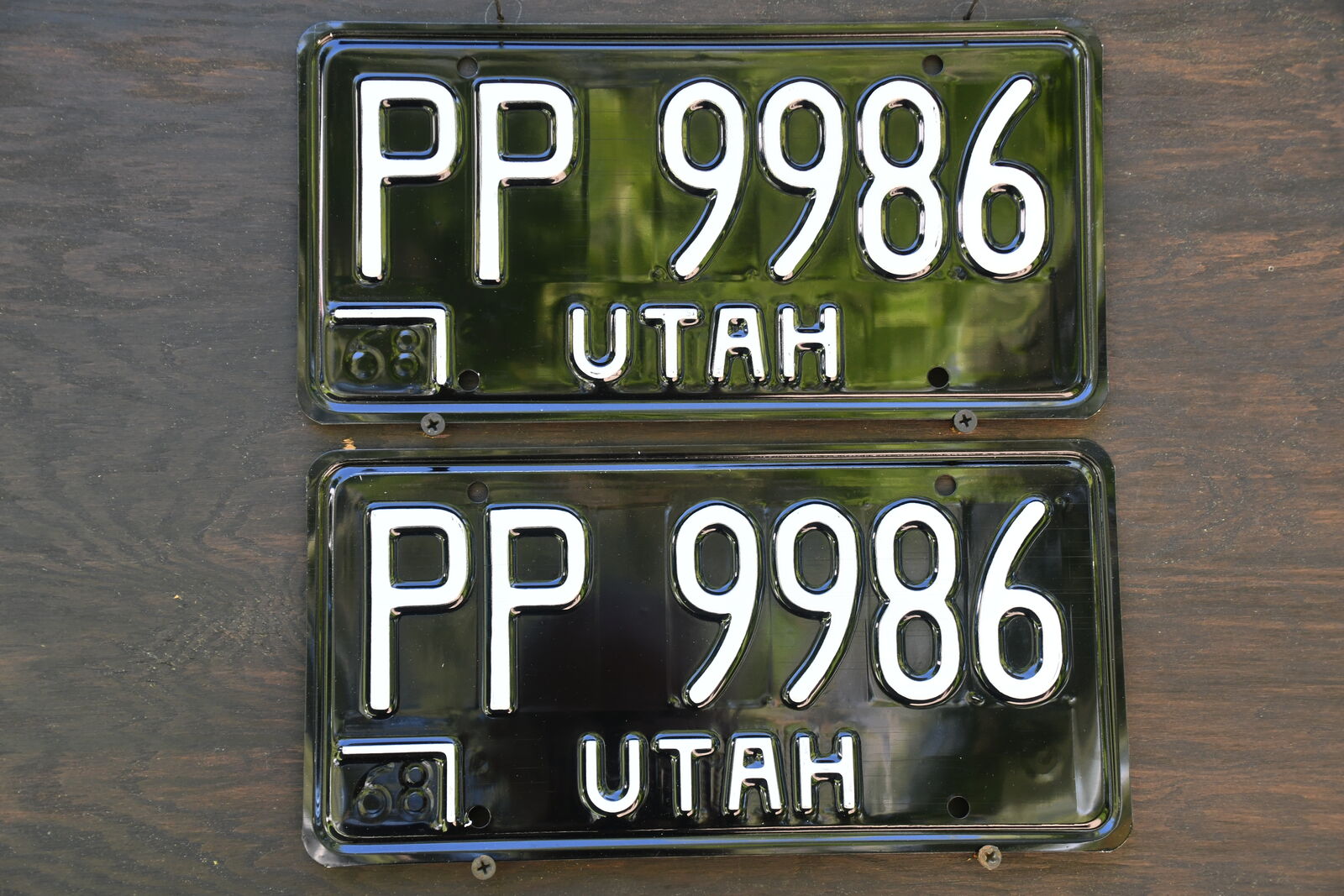 Utah 1968 License Plate Pair  PP 9986.