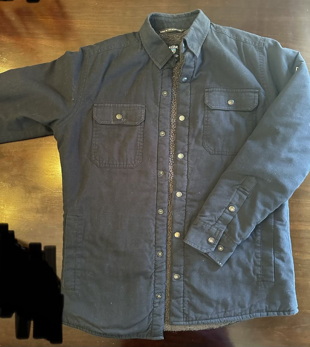 KUHL Men's Navy Blue Sherpa-Lined Canvas Shirt Jacket - Size S