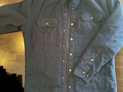 KUHL Men's Navy Blue Sherpa-Lined Canvas Shirt Jacket - Size S