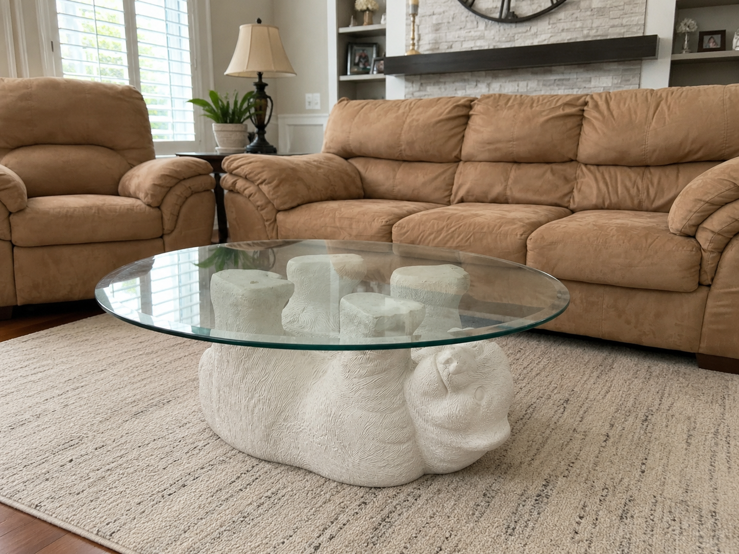 Unique Polar Bear Glass Coffee Table – Statement Piece