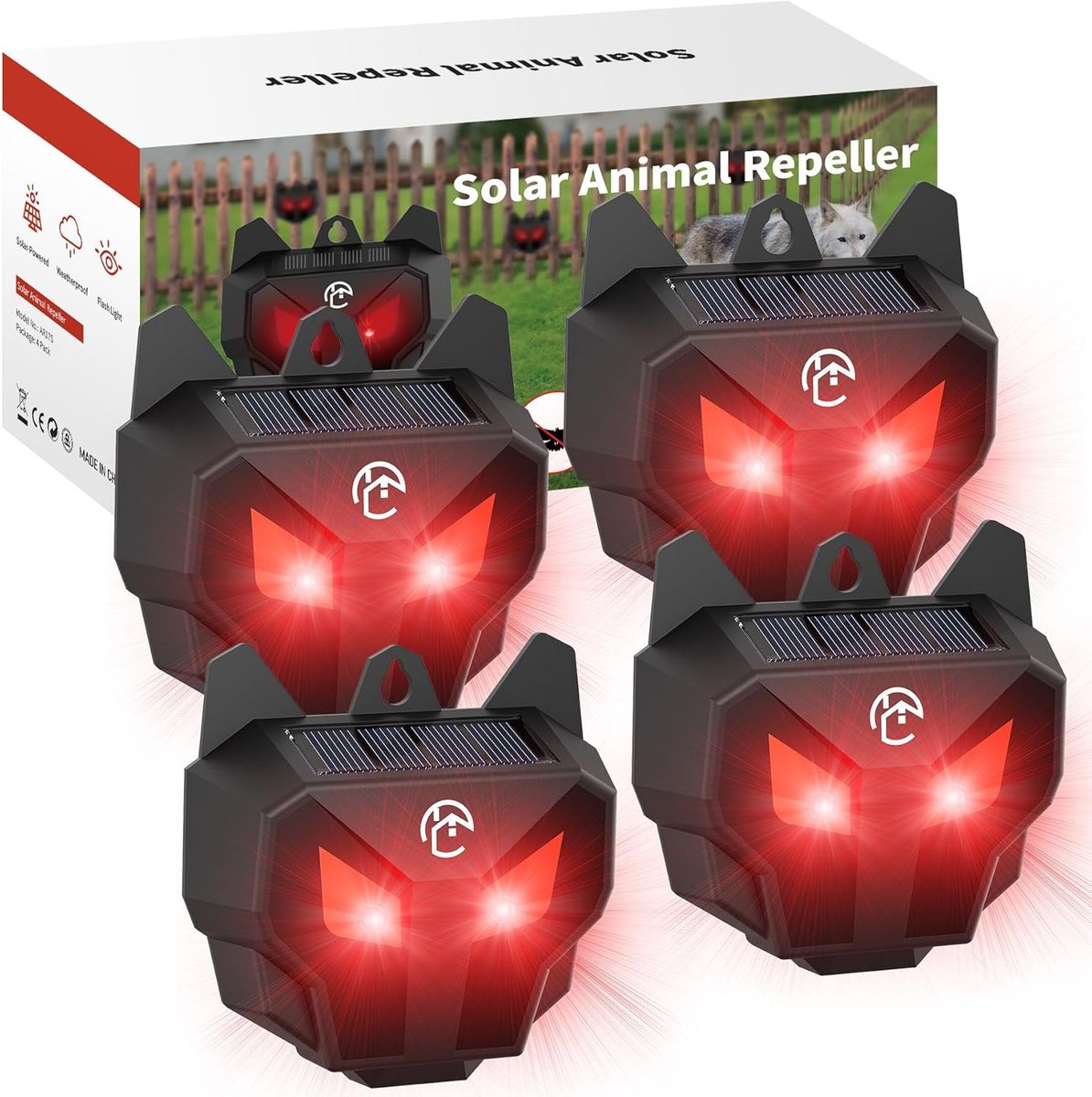 NEW Solar Nocturnal Animal Repeller with Red LED Flashing Lights – Waterproof Predator Lights